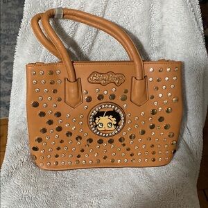 Betty Boop Tan Studded Tote Bag
